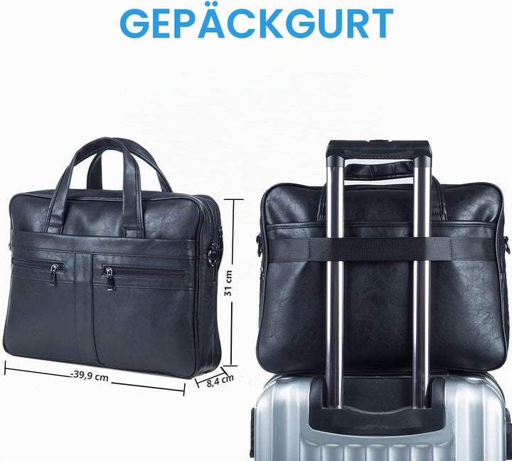 Leder Umhängetasche Herren, 15,6 Zoll Laptop Aktentasche Business Satchel Computer Handtasche Schult