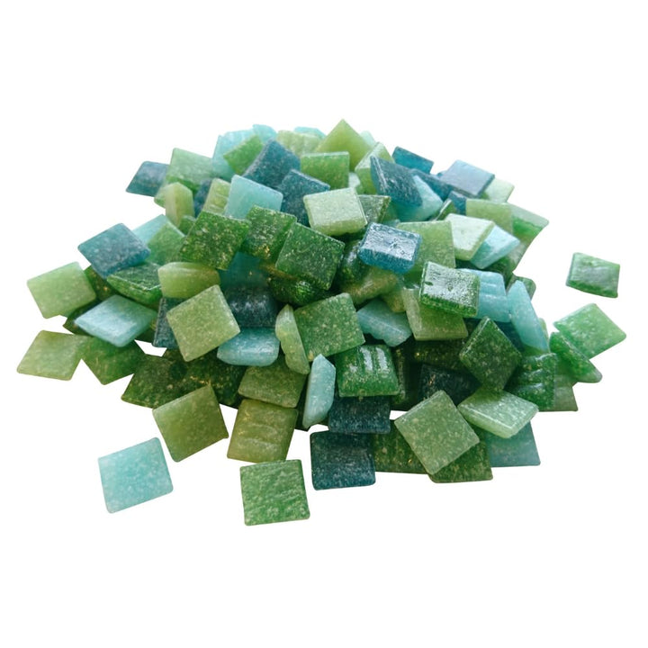 Glasmosaik 900g – Glassteine zum Basteln & DIY im Grünmix – Bastelset mit Mosaiksteinen für Erwachse