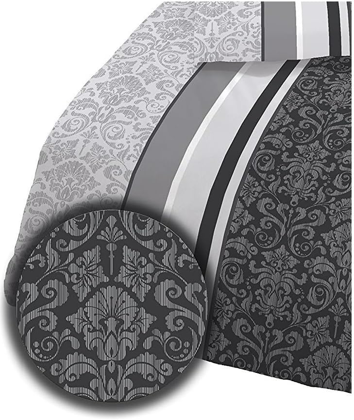 soma Biber Bettwäsche 2 teilig Bettbezug 135x200 cm Kopfkissenbezug 80 x 80 cm anthrazit Barock Blum