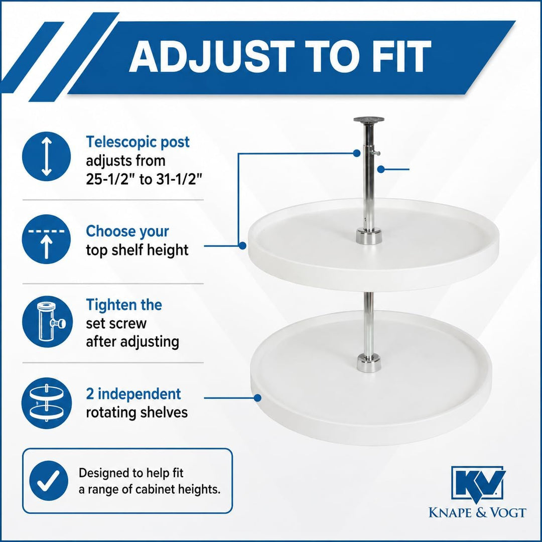 Knape & Vogt PFN28ST-W Lazy Susan Schrank-Organizer, aus Polymer, 31,5 x 28 x 28 cm, Weiss 31.5-Inch