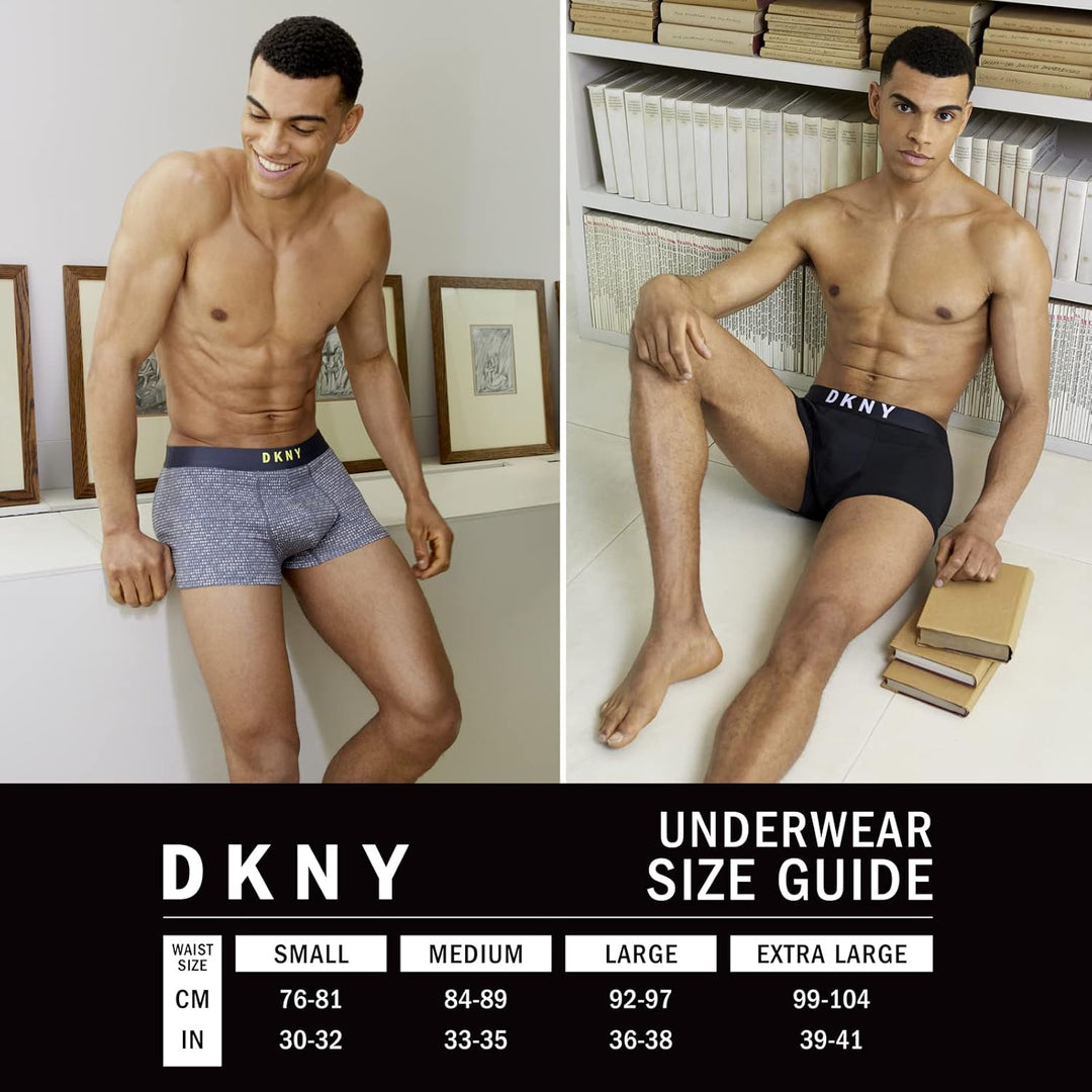 DKNY Herren Men's Black/Red/Grey with White Contrast Cotton Blend Waistband Boxer Shorts (3er Pack)