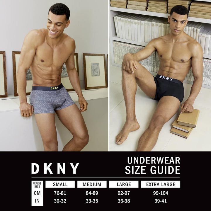 DKNY Herren Men's Black/Red/Grey with White Contrast Cotton Blend Waistband Boxer Shorts (3er Pack)