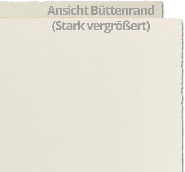 50x DIN A6 Vintage Faltkarten, Büttenpapier, 105 x 148 mm - quer-doppelt, Natur-Weiss 240 g/m² - Vel