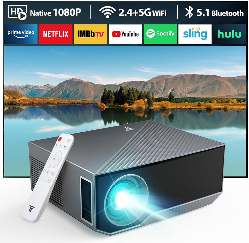 CoolEeve 20000 Lumen Bluetooth Beamer Full HD 1080P Unterstützt, 5G WiFi LED Heimkino Portable Proje