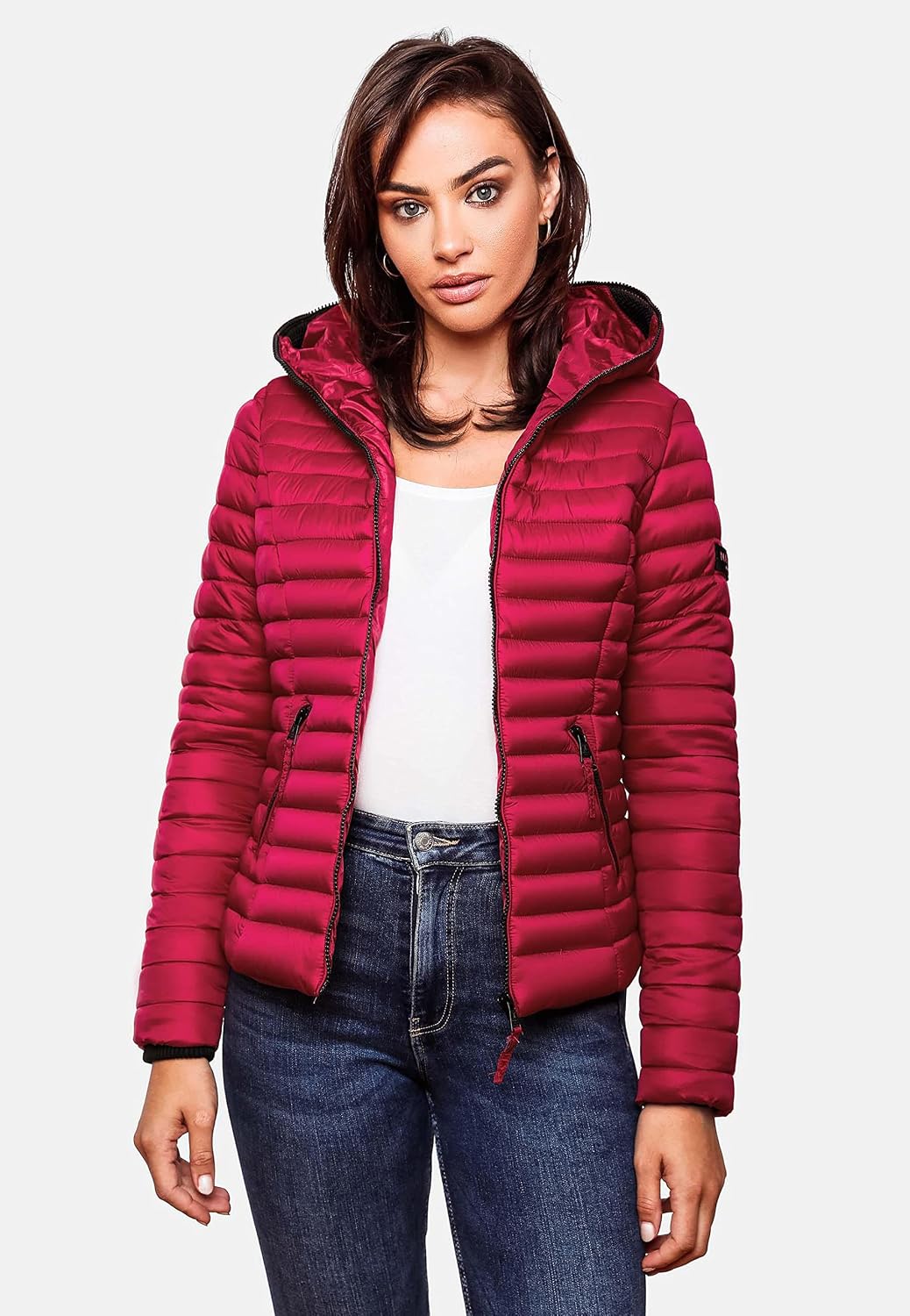 Navahoo Damen Damen leichte Übergangsjacke Steppjacke mit Kapuze Kimuk XS-XXL XS Fuchsia, S