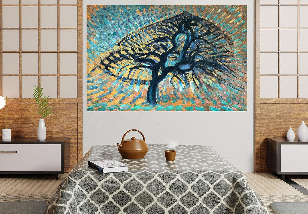 Apfelbaum Pointillist Version von Piet Mondrian Leinwanddruck, gerahmt, Wandkunst, Poster, Bilder, K