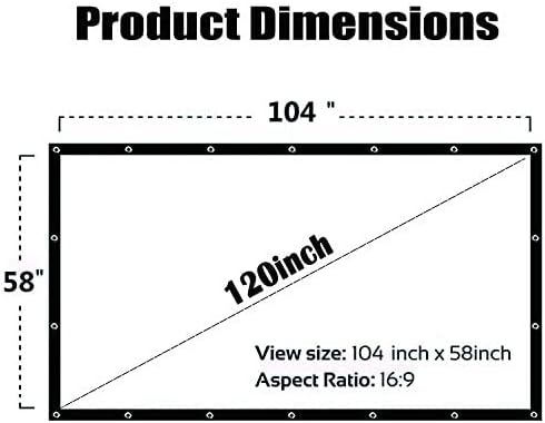 OWill Beamerleinwand 16:9 HD faltbar für Heimkino Indoor Outdoor (120 Zoll), 120 Zoll