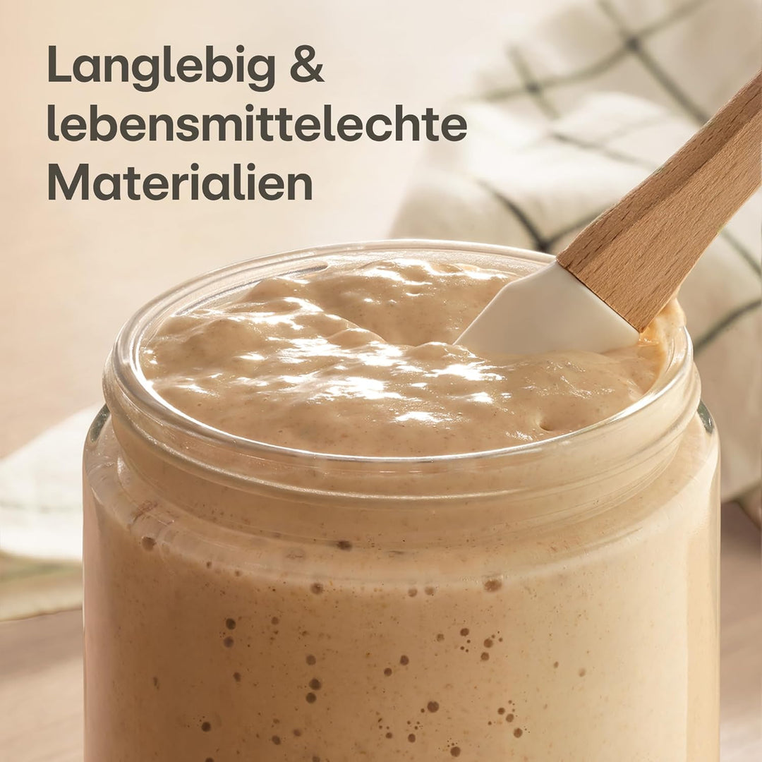 Praknu Sauerteig Starter Set aus Glas (700ml) Komplett-Set mit Anleitung für Einsteiger & Zuhause ba