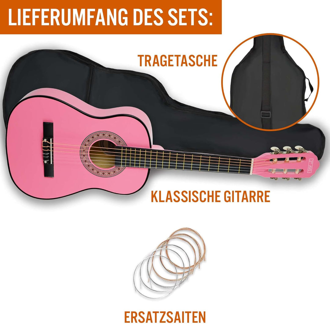 3rd Avenue 1/2 Flamencogitarren-Starterset in Kindergrösse mit Nylonsaiten – mit Tasche, Saiten – in