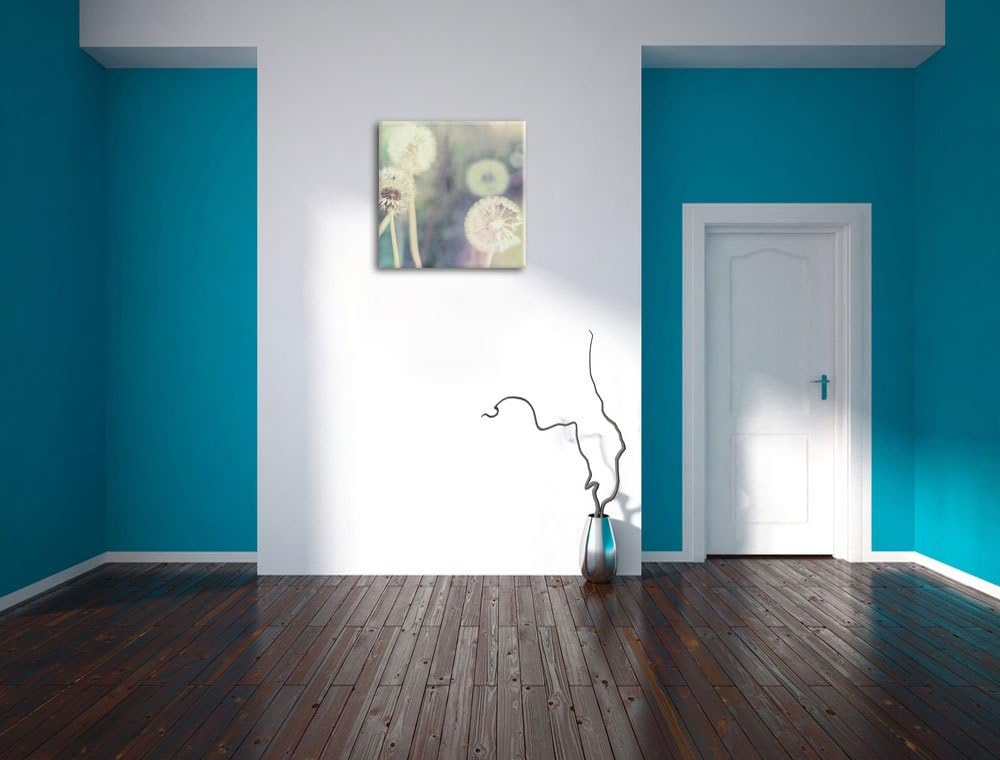 Romantische Pusteblumen, Format: 70x70 auf Leinwand, XXL riesige Bilder fertig gerahmt mit Keilrahme