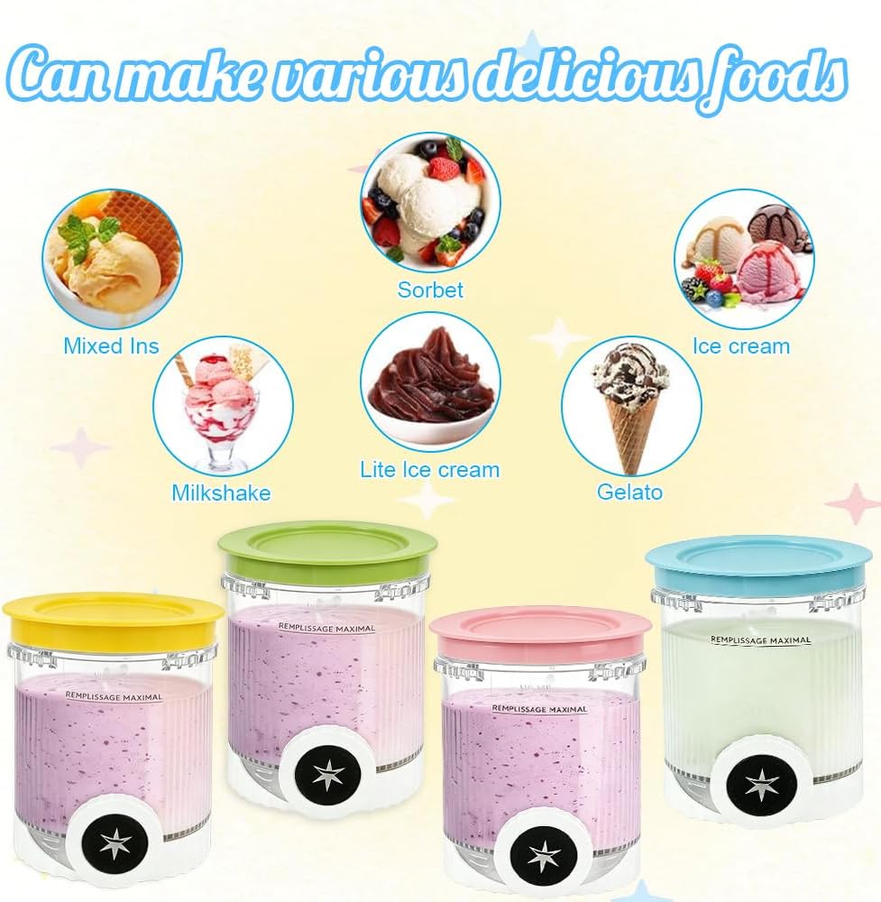 4 Stück Creami Behälter für Ninja Creami Swirl, 500ML Ersatzbecher für Ninja Swirl Creami NC700 &amp; NC