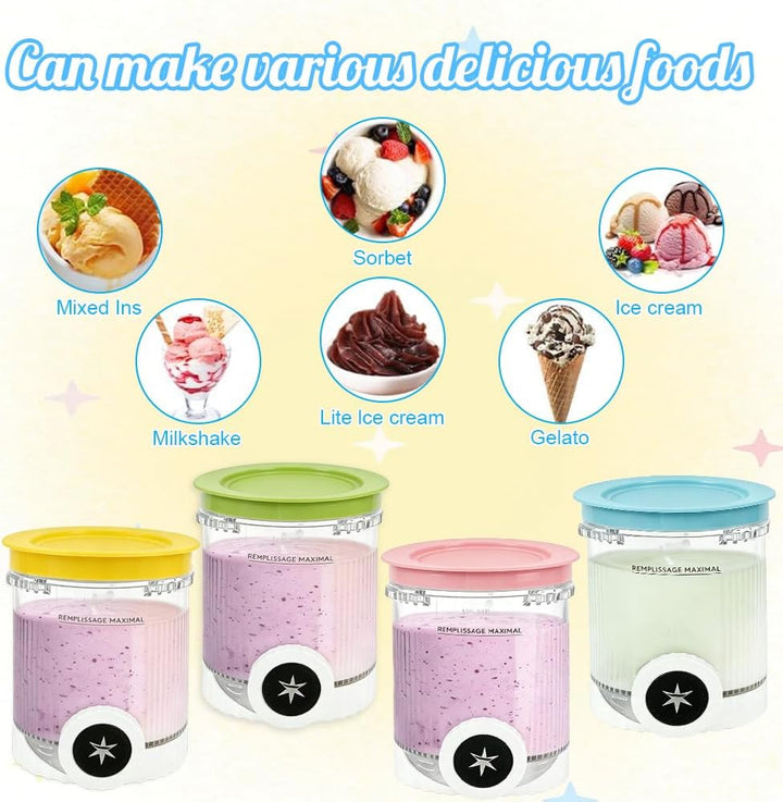 4 Stück Creami Behälter für Ninja Creami Swirl, 500ML Ersatzbecher für Ninja Swirl Creami NC700 &amp; NC