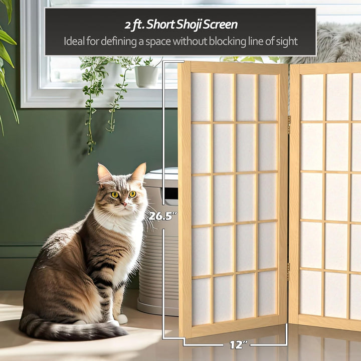 ORIENTAL Furniture Orientalisches Möbel, 60 cm Hoher Fensterschirm Shoji, 4 Paneele, 4 Panel Natur