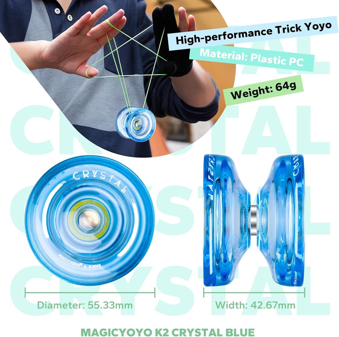 Reaktionsfähiges JoJo für Kinder K2 Crystal Blue, Kunststoff JoJo, professionelles Yoyo mit Nicht re