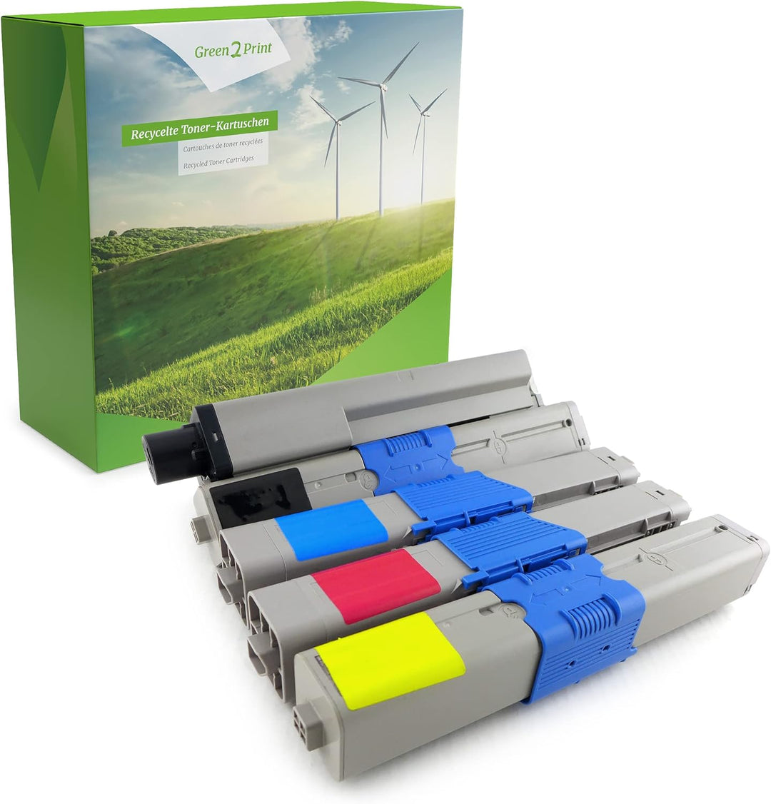 Green2Print Toner Toner-Set, 4 Kartuschen 1x 2200, 3X 1500 Seiten passend für Oki MC332DN, MC342DNW,