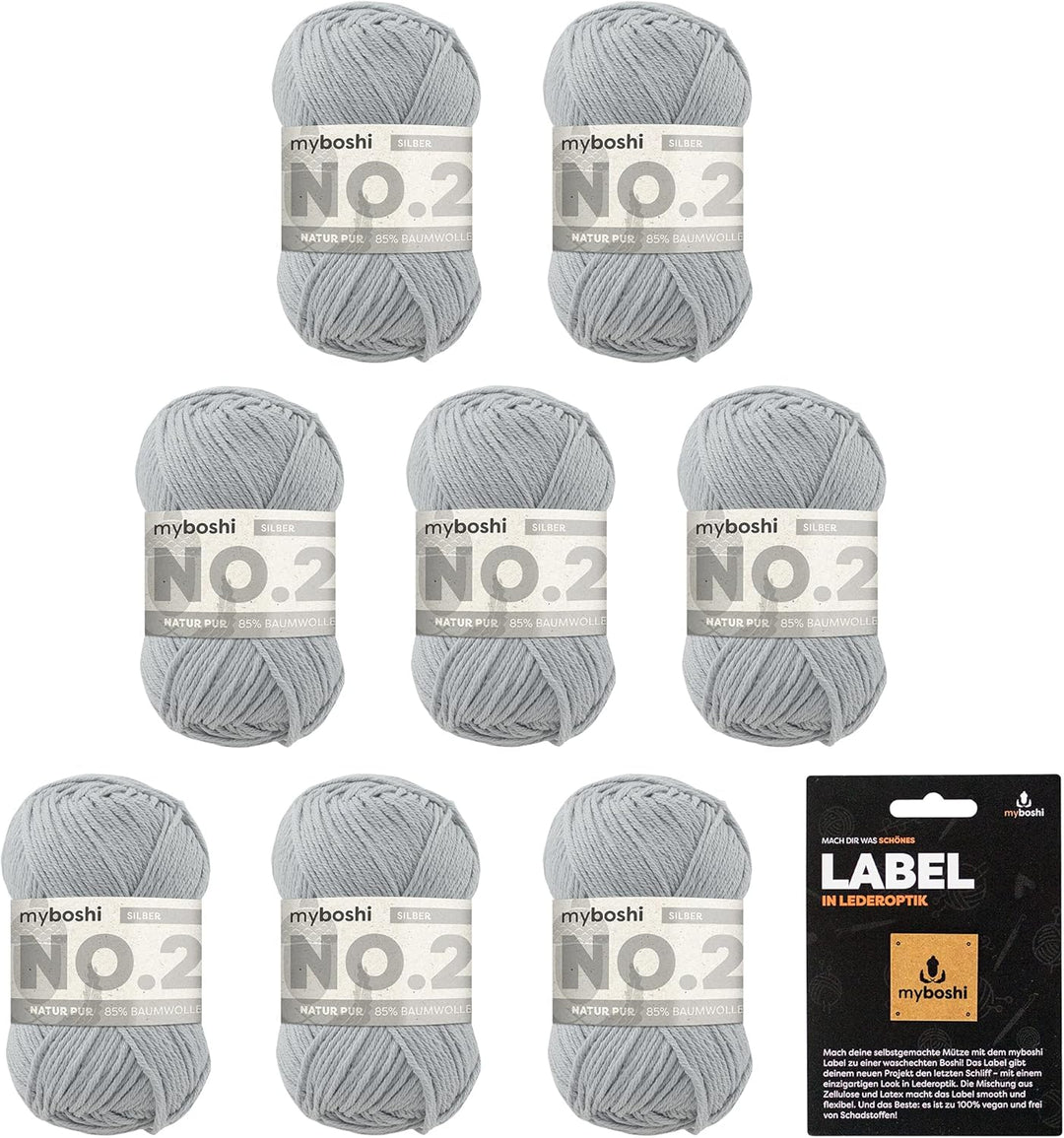 myboshi No.2 inkl. Label, Baumwolle zum Häkeln, Baby Wolle, vegane Wolle zum Stricken, Wolle 60 Grad