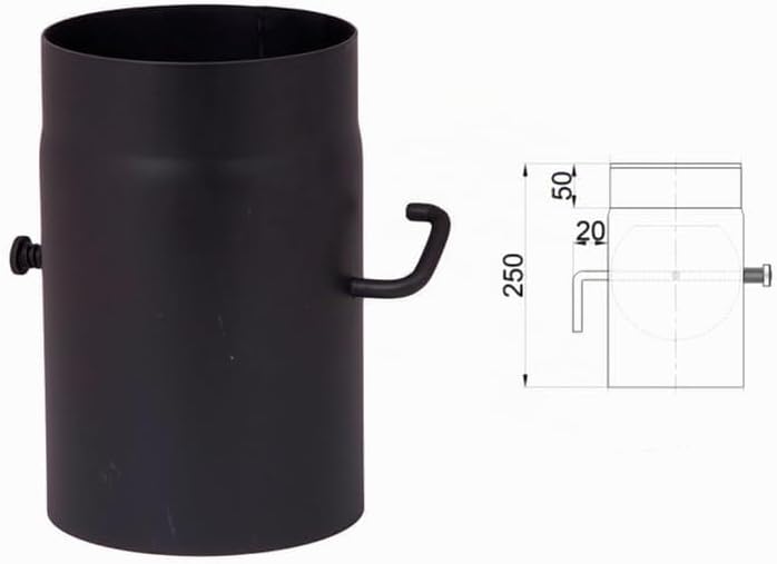 Ofenrohr 25cm mit Drosselklappe Rauchrohr Kaminrohr Stahlrohr Abgasrohr Senotherm Schwarz 2mm Heizun