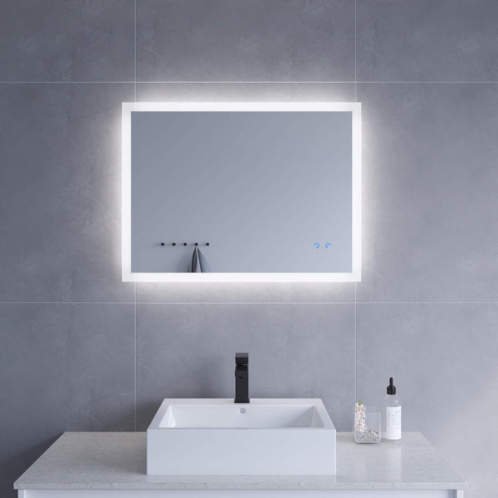 AQUABATOS Badspiegel mit Beleuchtung 80x60 cm für Wandschalter Badezimmerspiegel LED Lichtspiegel Wa