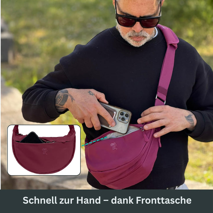 FUCHS & REBELL® Moon Bag BELA Fahrrad Crossbody Tasche, Berry | Smart & Nachhaltig, 3-Punkt-Gurt-Sys