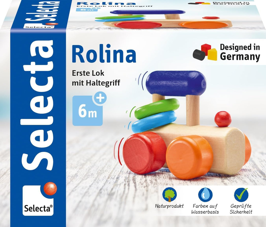 Selecta Greifling Set | Rotondo ab Geburt + Rolina Lok-Greifling | Holzspielzeug Baby | Selecta