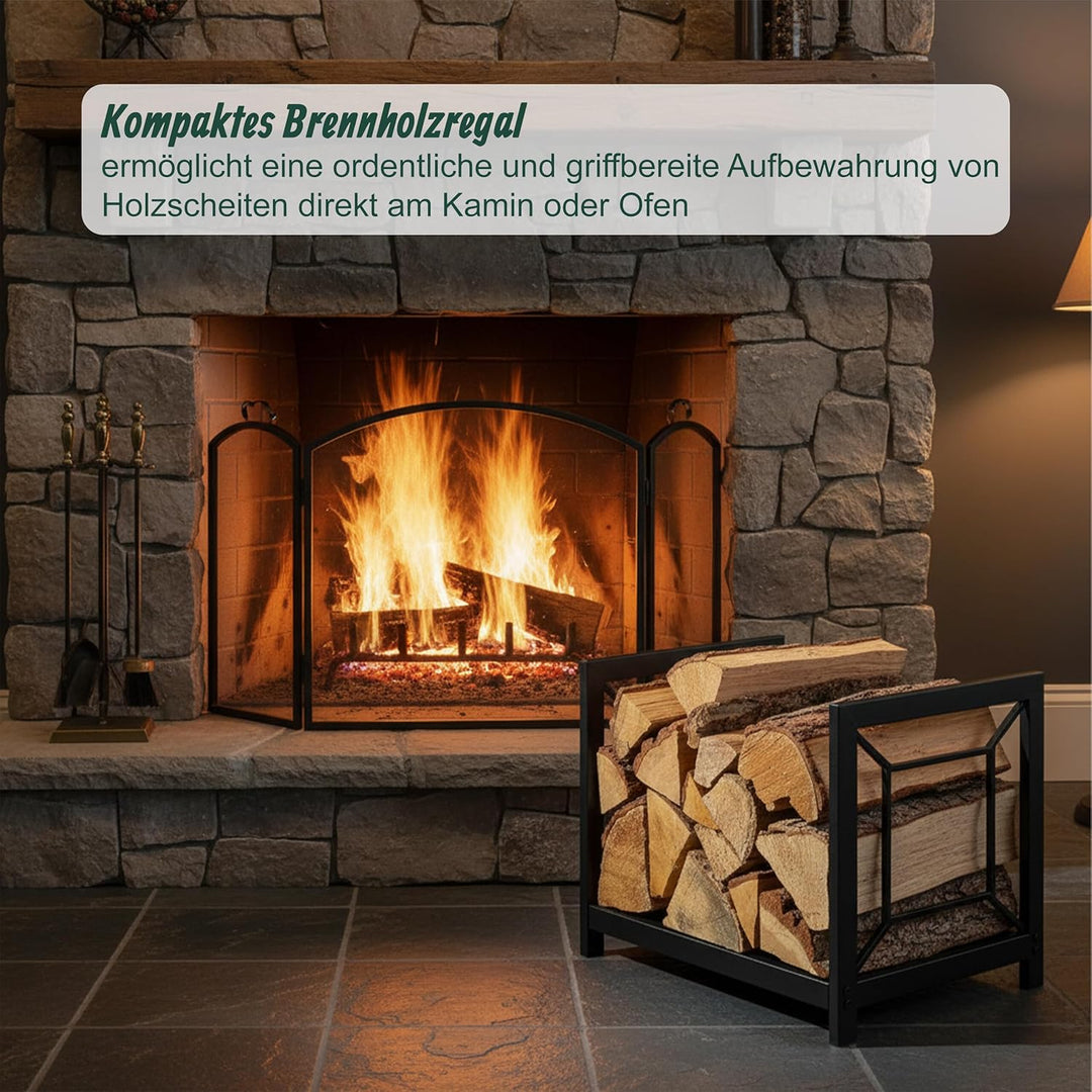 Relaxdays Kaminholzregal, Metall, modern, HBT: 36x43x35,5 cm, Brennholzregal Feuerholz, Stapelholz &amp;