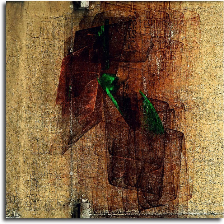 Paul Sinus Art Braun Grün Harmonie Abstraktes Bild auf Leinwand Abstrakt169- dekorativer Einteiler W