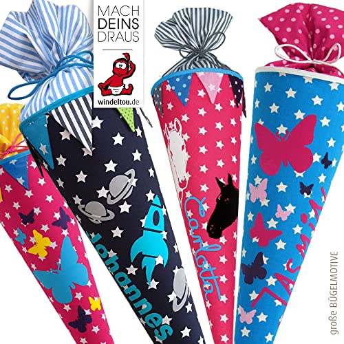 Nähset + Anleitung für Schultüten- bzw. Zuckertütenbezug, 85 cm mit vielen Personalisierungsmögliche