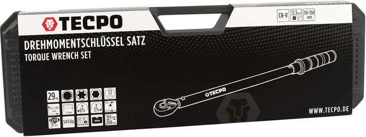 TECPO Drehmomentschlüssel Set 1/2" Zoll, 50-350 Nm, 72 Zähne Mechanik, kalibriert, hohe Präzision vo