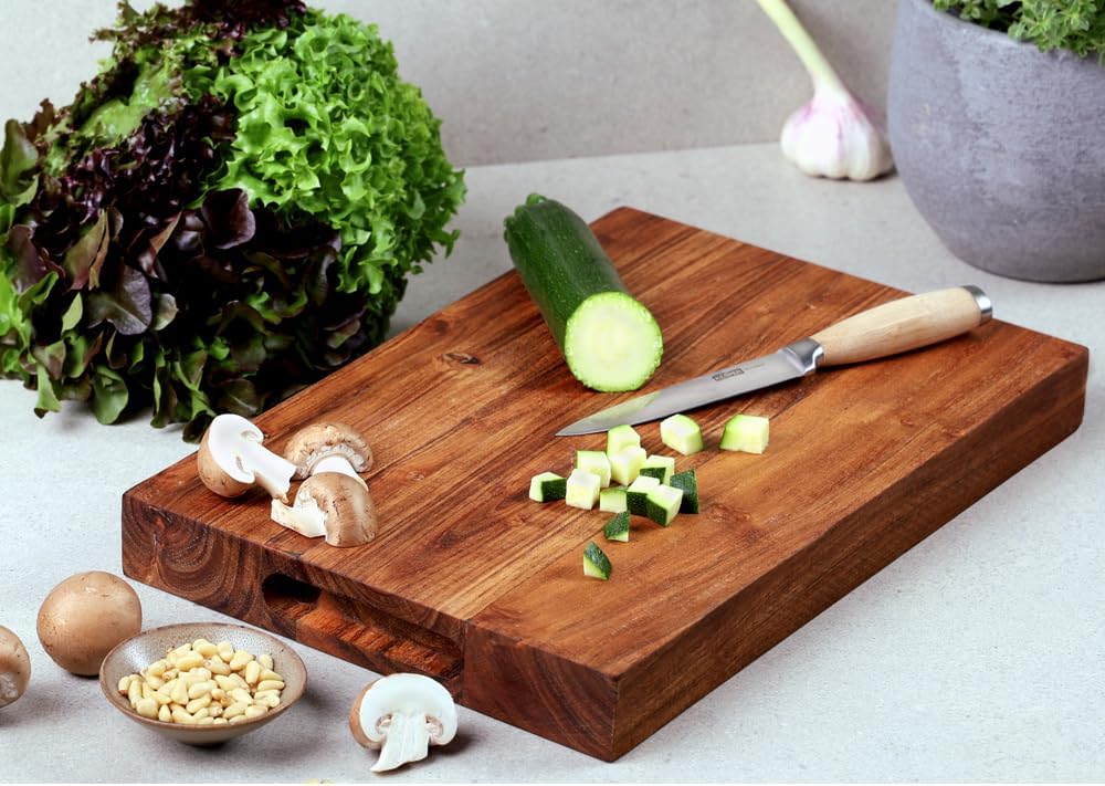 KESPER | Schneide- und Tranchierbrett, Material: Akazienholz, Masse: 38,5 x 25 x 4 cm, Farbe: Braun,