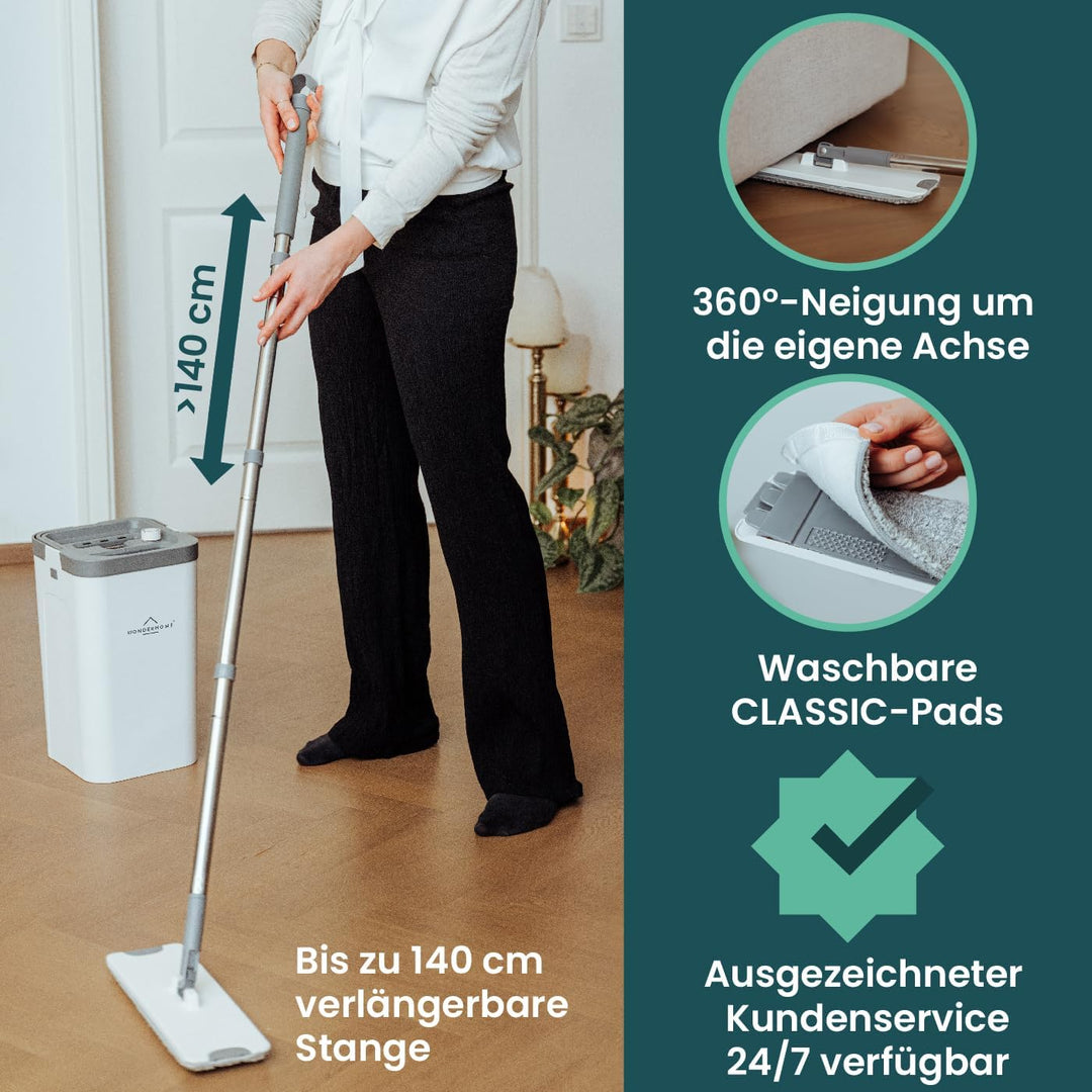 WONDERHOME - Bodenwischer Set mit Eimer - trennt Schmutz - von Frischwasser - innovatives 3 Kammer W
