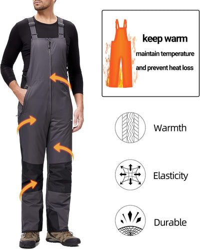 DAFENP Herren Skihose Latzhose Wasserdicht Schneehose Softshellhose Winter Warm Gefüttert Snowboardh