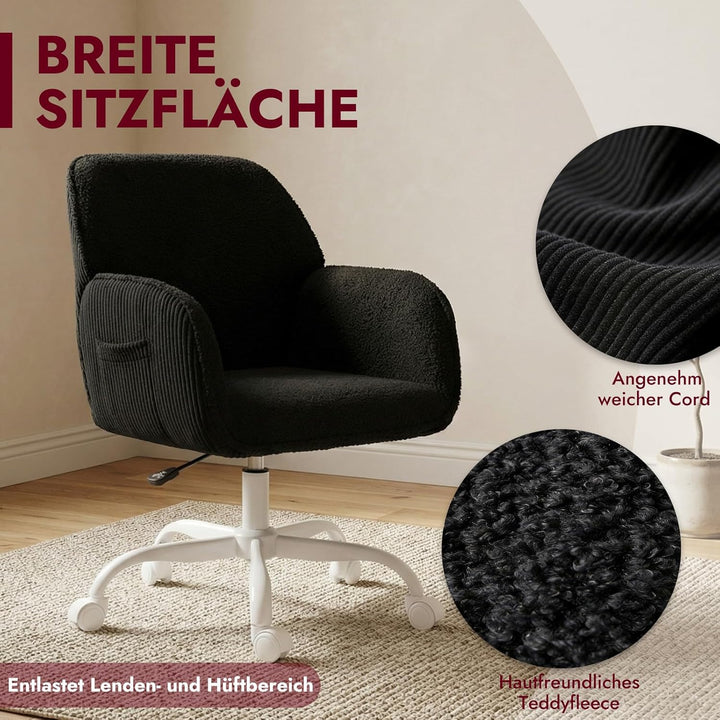 Bürostuhl Schreibtischstuhl Homeoffice Stuhl Schminktisch Stuhl – Sherpa- & Cordstoff, Ergonomisch m