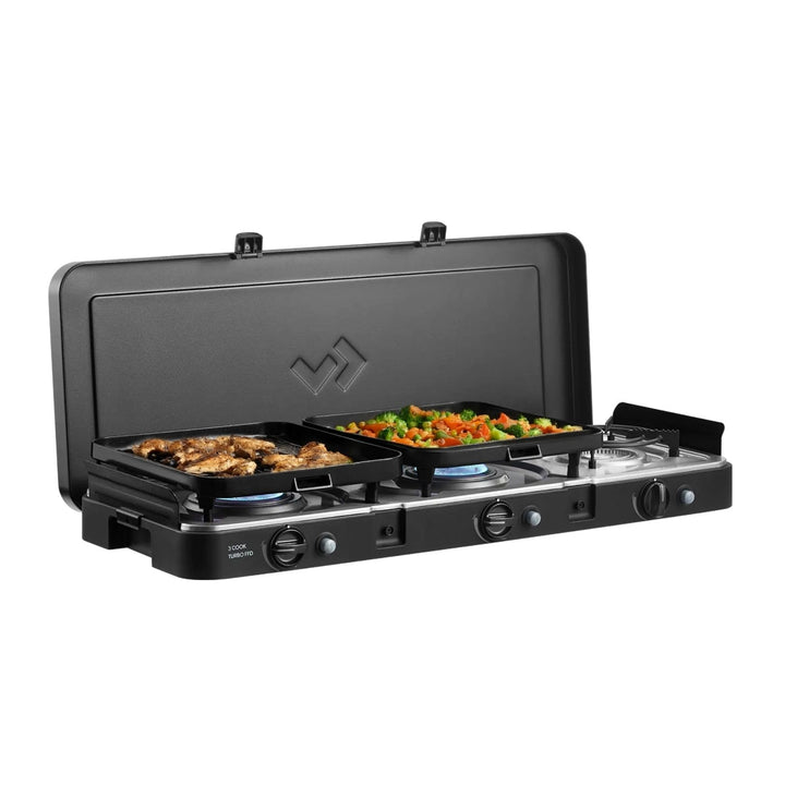 CADAC - 3 Cook Turbo FFD Deluxe - 50mBar - Grillen - Tragbare Grills - Kochfläche aus Edelstahl - In
