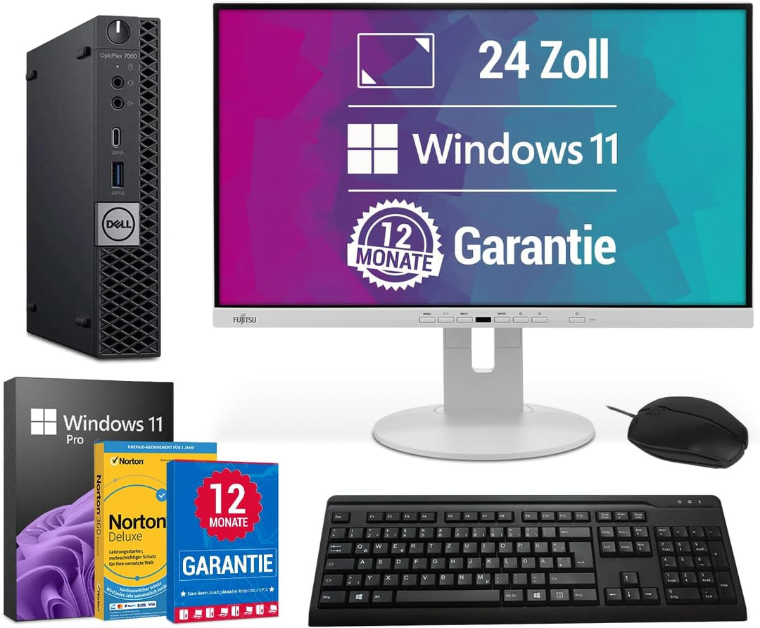 All-in-One Paket - 24-Zoll Full HD TFT, Core i5 Computer mit Monitor, Intel Core i5 8500T Hexa Core,
