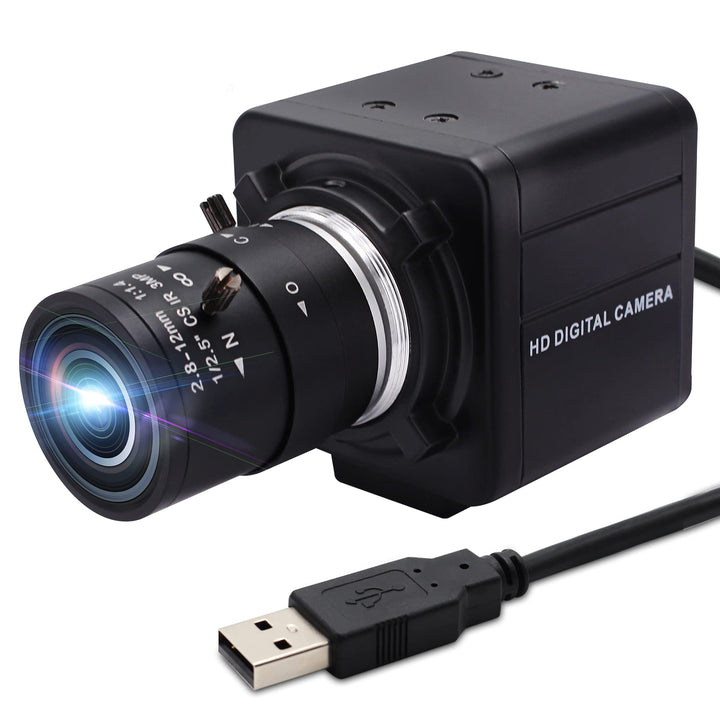 Svpro USB Kamera mit Zoom 2.8-12mm Varifokalobjektiv, 5MP Manueller Fokus HD USB Webcam Mini Kamera