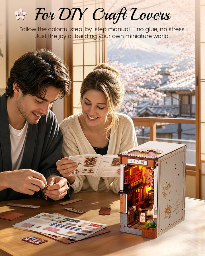 Rolife Book Nook Kit Sakura Weinallee Booknook Japanischer Stil Izakaya DIY Miniaturhaus Kit für Erw