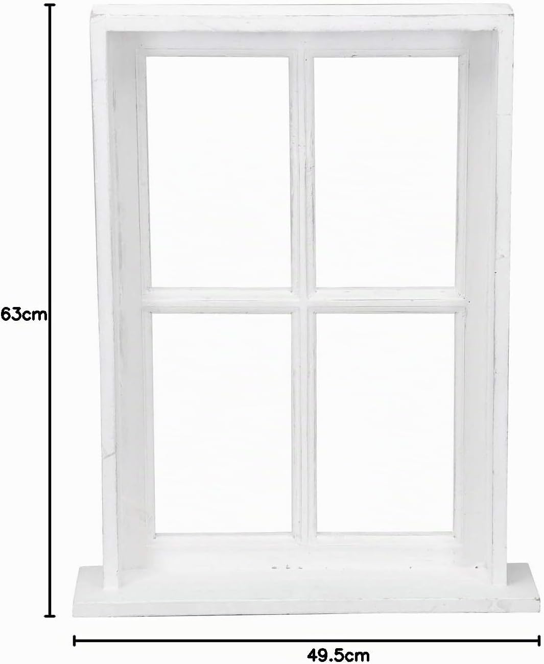 Posiwio Deko-Fenster Fensterrahmen mit Rahmen und Ablagebrett Holz im Landhausstil weiss Shabby