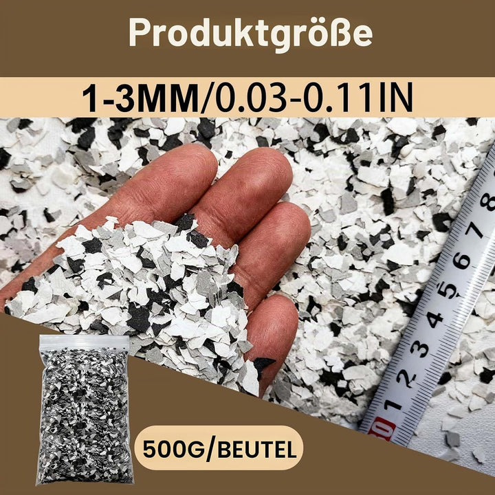 1000g Epoxid Farbchips für Garagenbodenbeschichtung, Dekorflocken Schwarz Weiss Grau, Betonbodenbesc