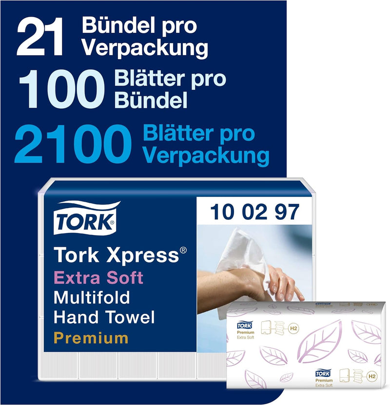 Tork Xpress extra weiche Multifold Papierhandtücher 100297 - H2 Premium umweltschonende Falthandtüch