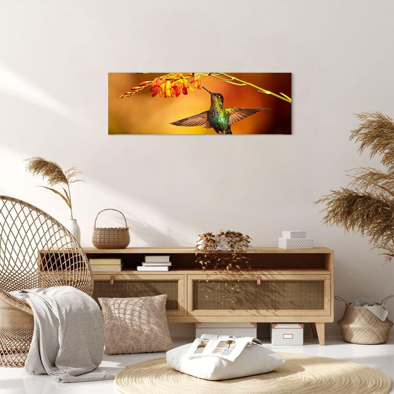 Panorama Bilder auf Leinwand Kolibri Vogel Sommer Leinwandbild 90x30cm Wandbilder Dekoration Wohnzim