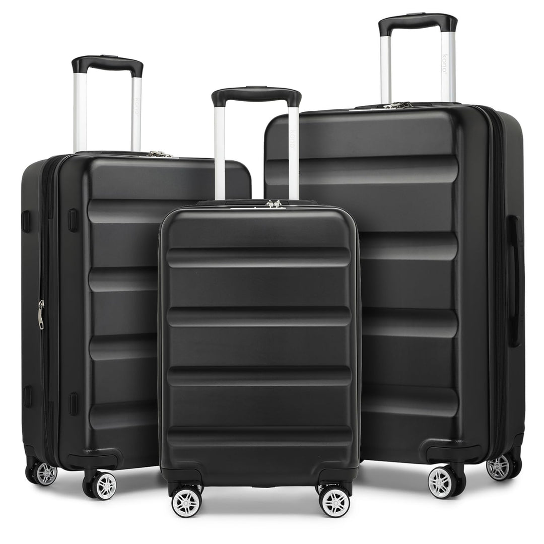 KONO Koffer Trolley Kofferset 3 Teilig Erweiterbarer Leichte Hartschalenkoffer aus ABS+PC Reisekoffe