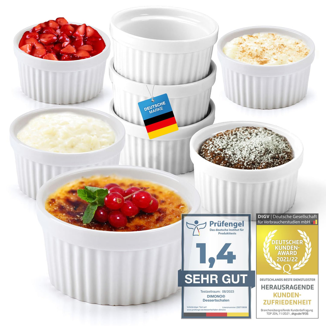 Dimono® Dessert-Schalen Creme Brulee Souflee-Förmchen, Auflaufform-Schälchen mit 170 ml für Desserts