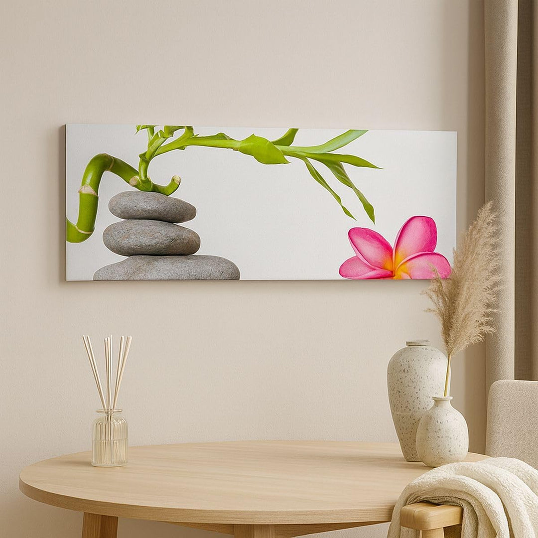 Wandbilder Dekoration Wohnzimmer Ruhig blume dekoration stein Panorama Bilder auf Leinwand 120x50cm