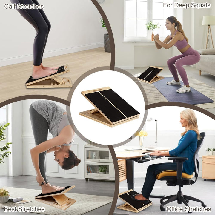 Schrägbrett, NEVESO 2-Ini-1 Wadendehner, Stretch Board, Rutschfest Stretch & Mobility Board mit 5 Wi