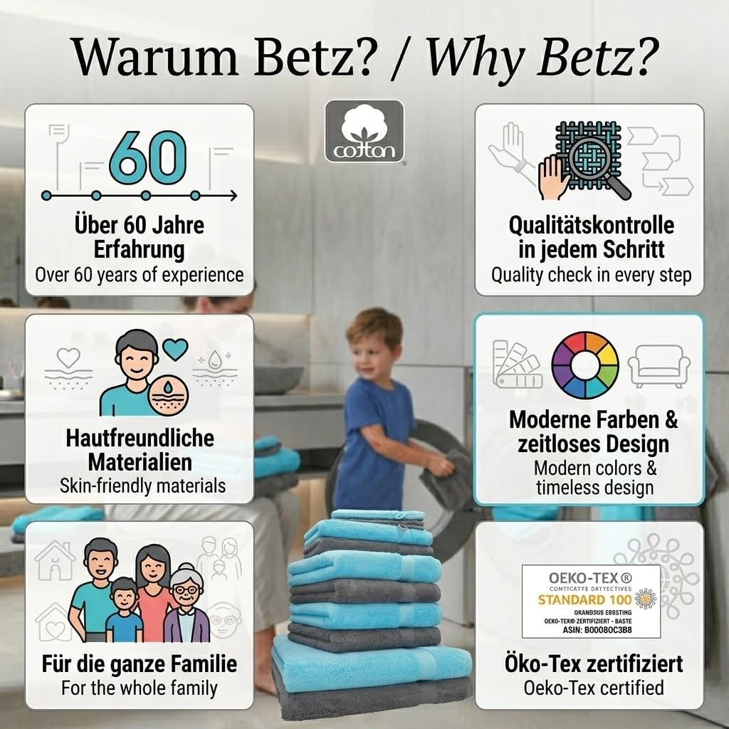 Betz Premium 10er Handtuch-Set - 2X Duschtücher - 4X Handtücher - 2X Gästetücher - 2X Waschhandschuh