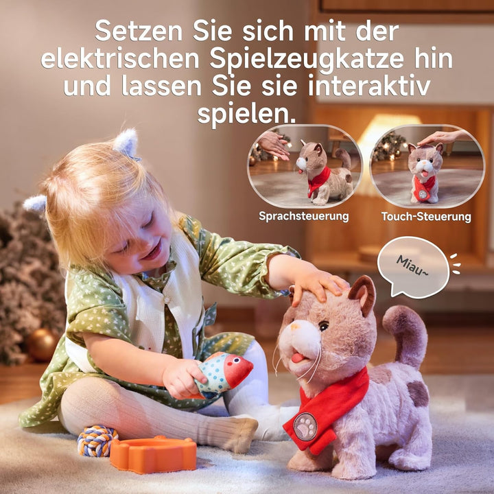 TUMAMA KIDS Elektronische Haustiere, Katze Spielzeug Kinder, Roboter Kuscheltier Plüschtiere Katze,