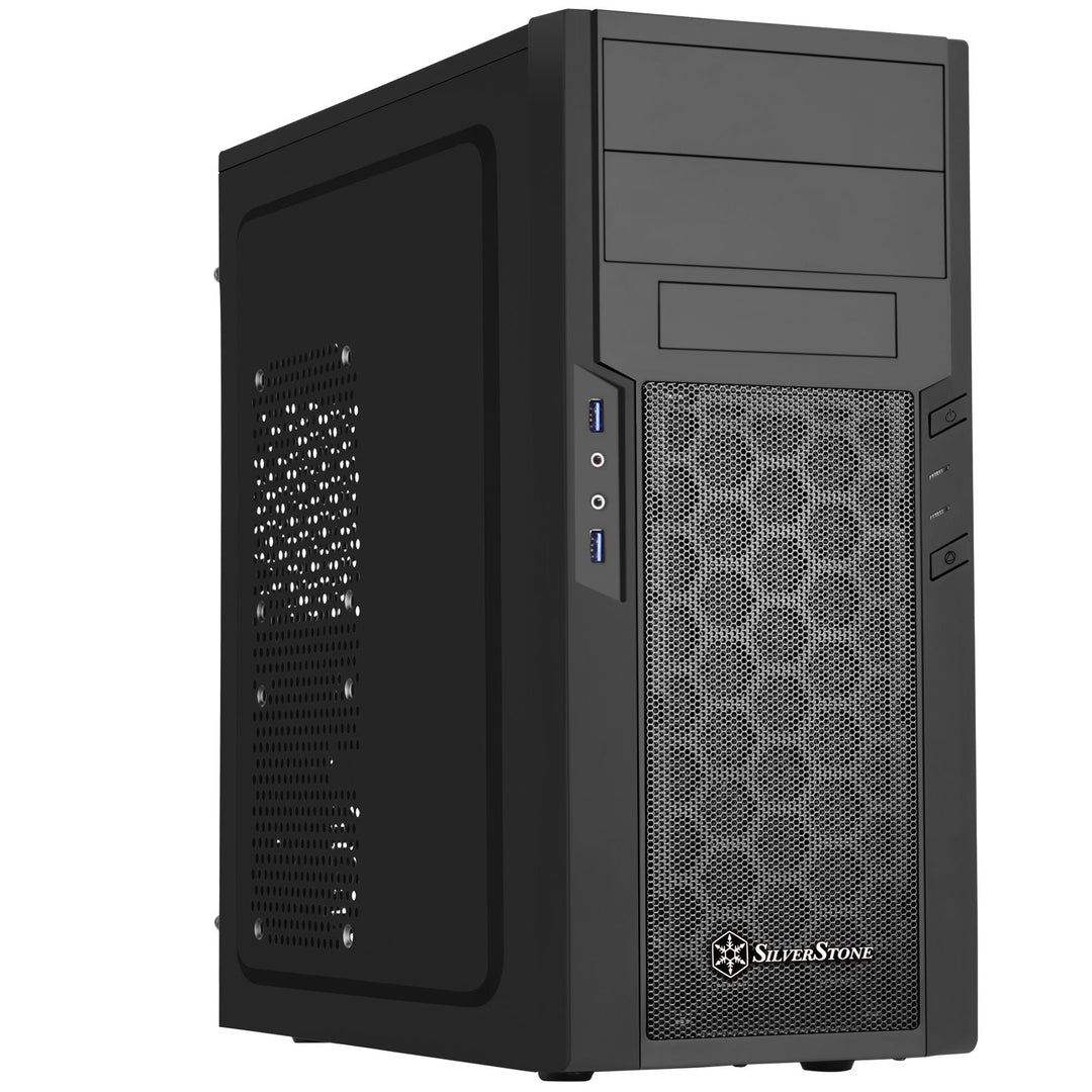 SilverStone SST-PS13B - Precision Midi Tower Gehäuse, Frontblende in Klavierlack-Optik, ATX, schwarz