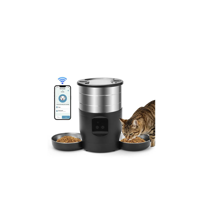 Futterspender für Katzen, automatisch, 4,5 l, programmierbar für 10 Mahlzeiten, Sprachfunktion 10 Se