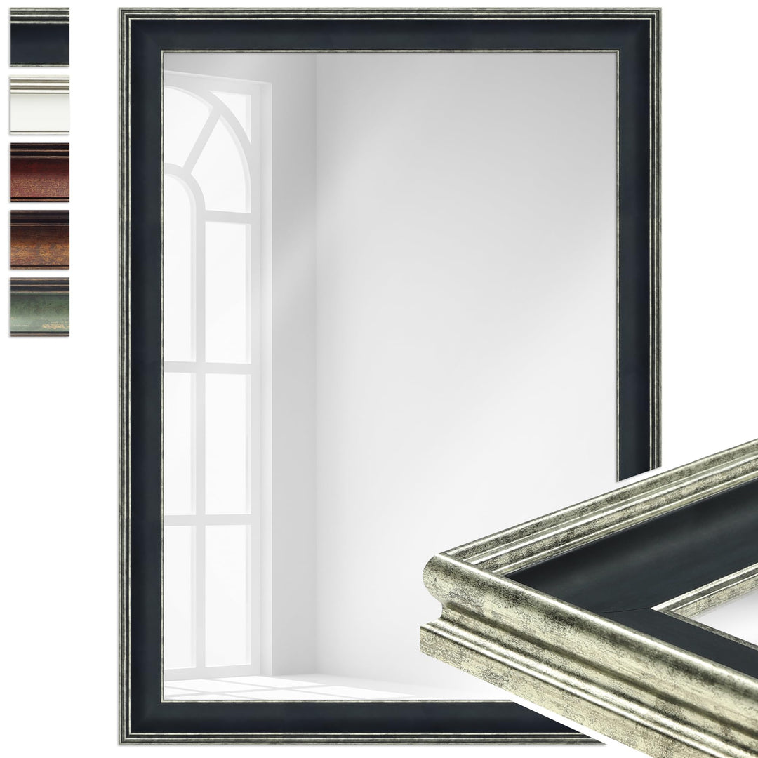 WANDStyle Spiegel Barock und Antik Stil I Aussenmass ca. 70 x 95 cm I Farbe Schwarz I schwarzer Wand