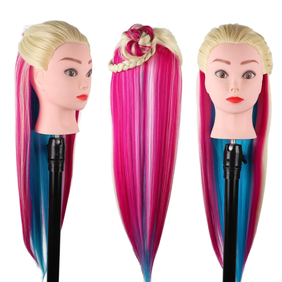Hair Styling Training Head Synthetic hair, 23" Cosmetology Mannequin Head Hairdressing Manikin Doll